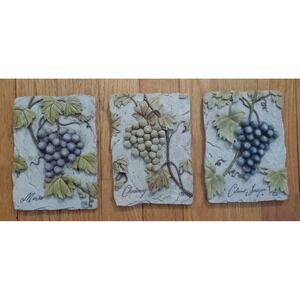 Vintage‎ Set Of 3 Cheri Blum 3D Grapes Resin Wall Plaques 6"Hx4.5W Decor